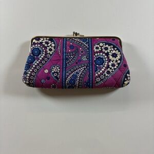 Vera Bradley Quilted Kisslock Wallet Clutch Purple Blue